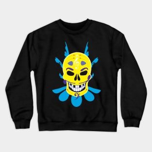 Dia de Los Muertos Music Sugar Skull - Floral Jester Edition - Yellow Crewneck Sweatshirt